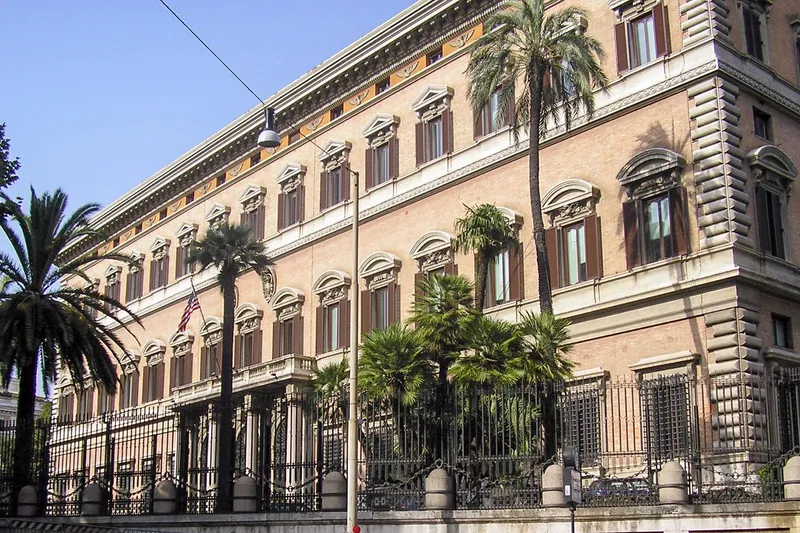 The Embassy of the United States of America in Italy, situated in Palazzo Margherita, via Veneto, Rome