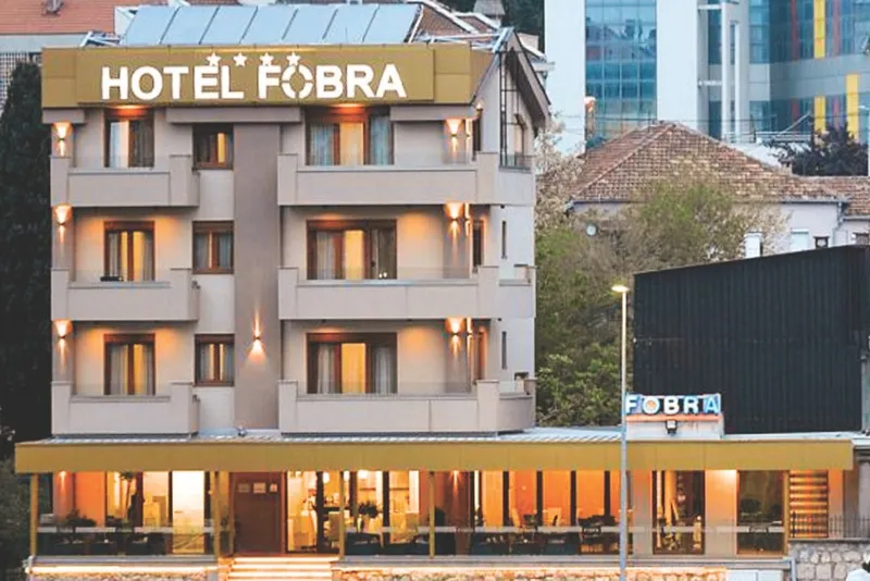 Street view of Hotel Fobra in Podgorica, Montenegro 