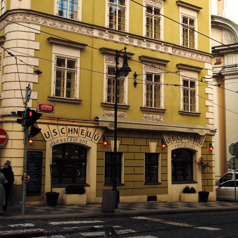 Exterior of a traditional Czech pub or restaurant