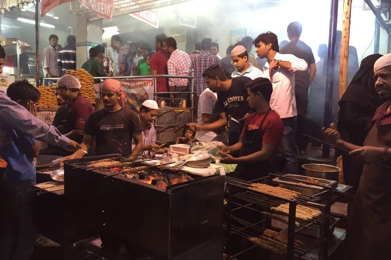 Busy area of Bangalore where people enjoy street food