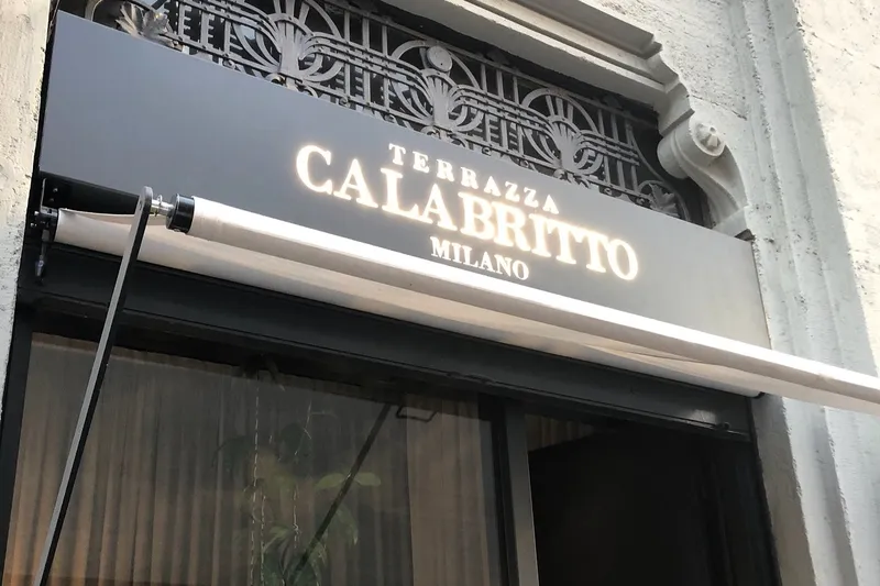 The entrance of Terrazza Calabritto Restaurant in Milan, Italy