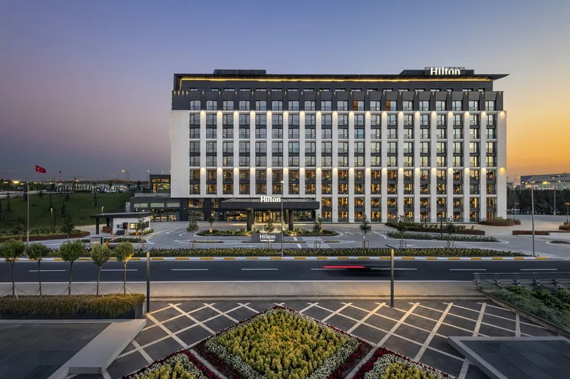 A sunset view of the Hilton Istanbul Airport, Türkiye  