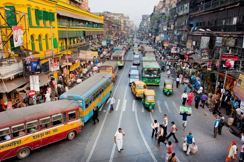 A busy street in an Indian city