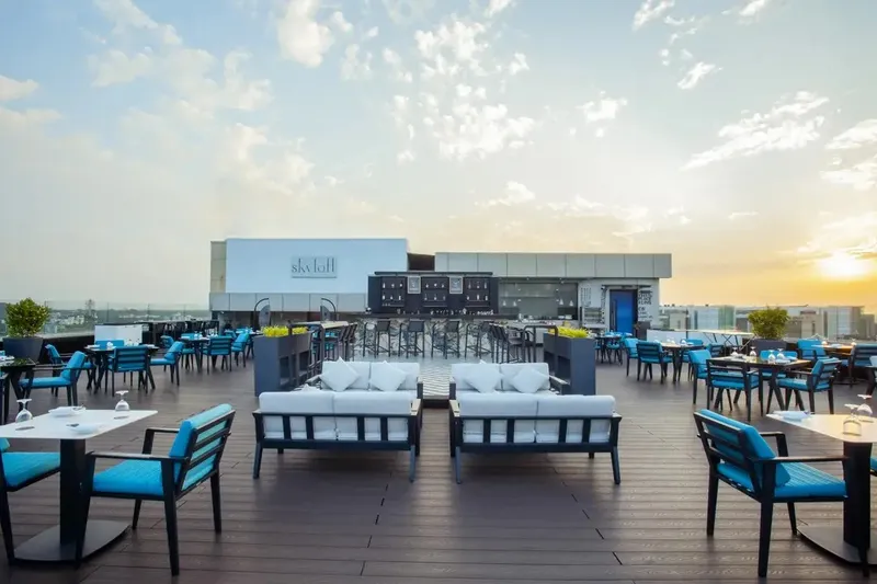 Skyloft restaurant on the roof of Feathers hotel in Chennai India